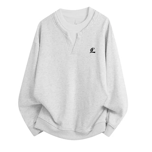 零氏 美式高街结构假两件设计潮流时尚百搭宽松休闲运动基础款长袖卫衣 男女同款