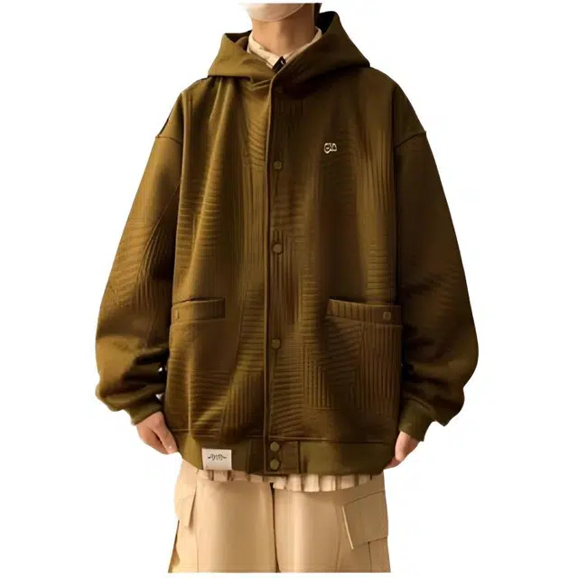 木木兔 美式高街重磅男士长袖外穿冬季休闲穿搭轻奢潮流百搭秋冬衣服冬天国潮宽松连帽情侣款外套夹克 男女同款