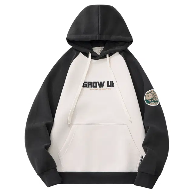 米素力 撞色连帽宽松卫衣 男女同款