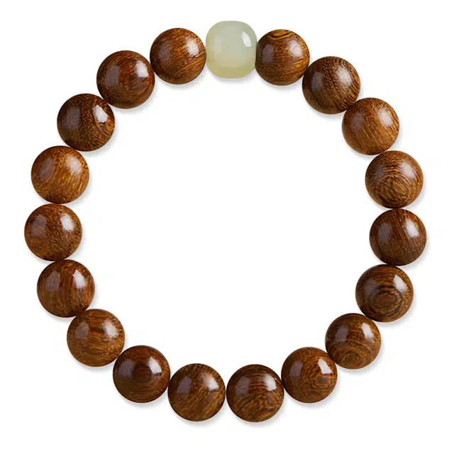 谧月珠宝 国潮新中式气质复古简约典雅文玩转运珠招财进宝盘玩绕指柔小众设计经典百搭转运礼盒好运 金丝檀木 木作手串 男女同款情侣款