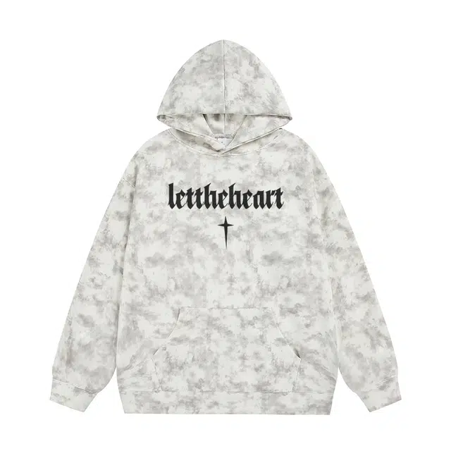 诗丹帝国 美式高街复古字母印花百搭宽松休闲长袖落肩套头重磅连帽卫衣 男女同款