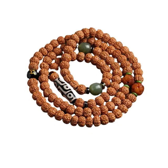 茂琼 财运滚滚平安喜乐福气满满新中式国潮民族风佛珠九眼天珠文玩配饰复古典雅高级念珠#好运 金刚菩提 手串  男女同款情侣款