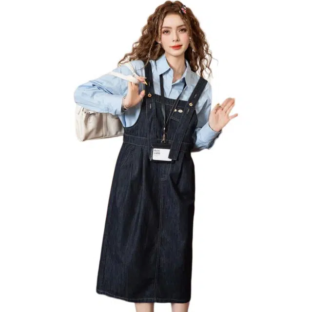 法文箱子 减龄牛仔小个子无袖连衣裙 女款