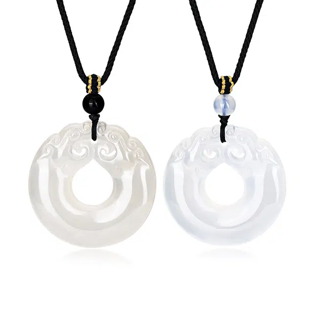 周大生 双龙来财 平安扣 如意顺遂招财纳福 新中式国风相守玉佩#好运天然 玉髓 项链 男女同款情侣款