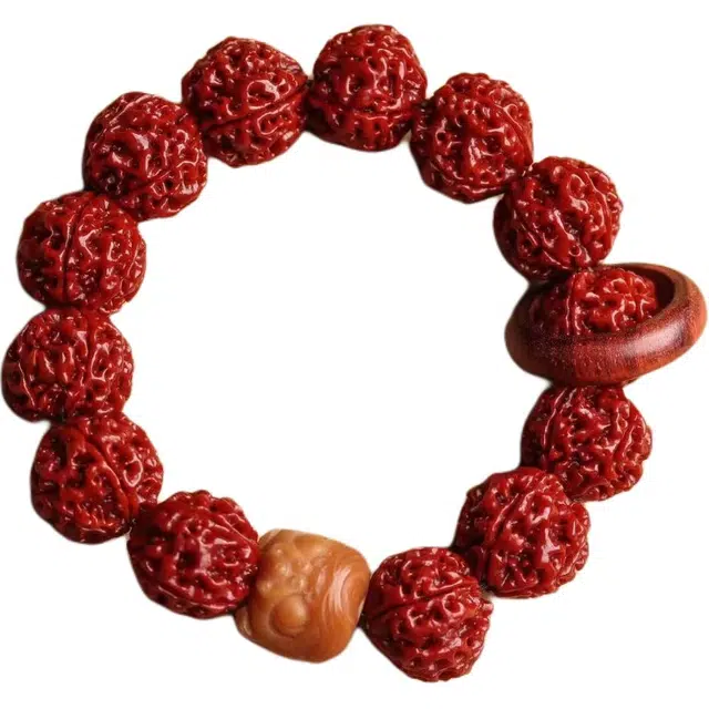 得笙陌 满肉玉化大金搭配风化醒狮 跑环转运国潮文玩手持#好运 金刚菩提 手串 男女同款情侣款