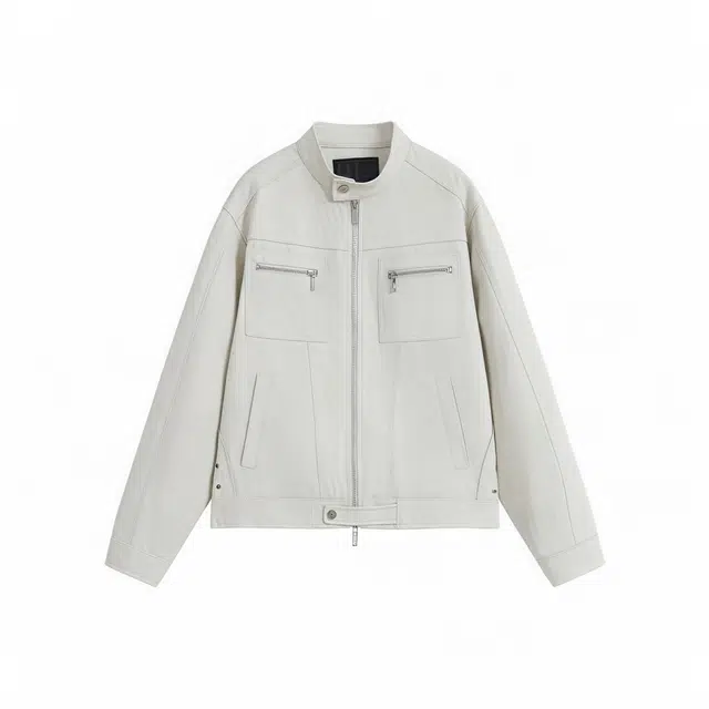 虫小绿 美式复古水洗帆布国潮纯色立领外套上衣春秋季潮流高级感宽松休闲长袖哈灵顿拉链工装夹克 男女同款