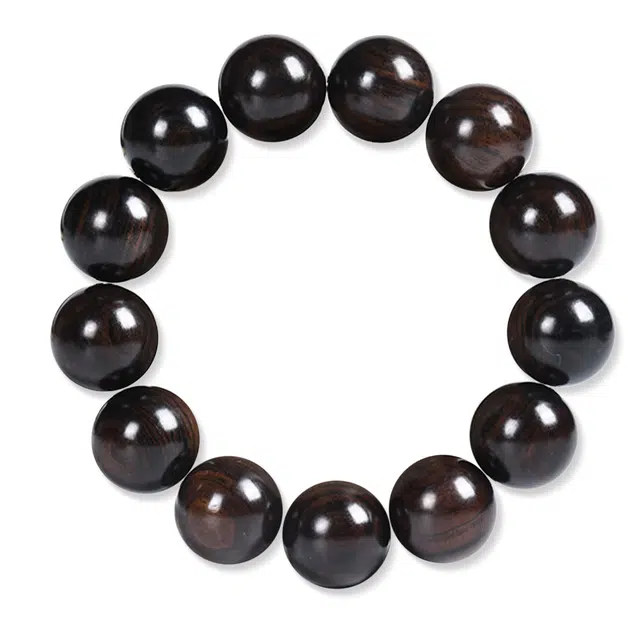 谧月珠宝 新中式国风八方来财转运素圈圆珠基础款绕指柔文玩佛珠招财纳福文艺复古风上岸转运礼盒好运 黑檀 手串 男女同款情侣款