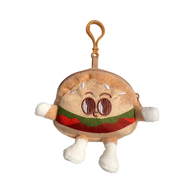 心水好物 创意可爱玩偶汉堡零钱包公仔 少女耳机小饰品收纳包背包小挂饰 毛绒 挂件 男女同款情侣款