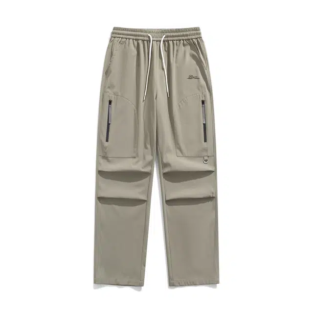 黑恐龙 美式高街潮流字母印花立体纯色中腰系带简约直筒垂感时尚百搭舒适宽松工装户外山系运动日常通勤长裤休闲裤 男女同款