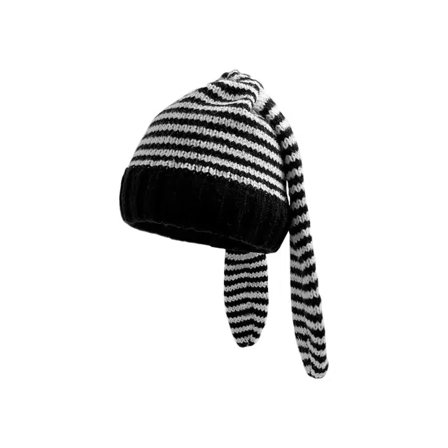 ZANC Cute Striped Bunny Ear Beanie