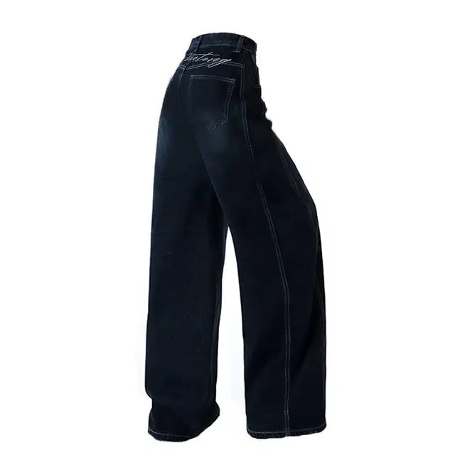 重磅基础 美式复古弯刀宽松牛仔潮牌高街小众设计感阔腿裤哈伦萝卜镰刀工装休闲裤 女款