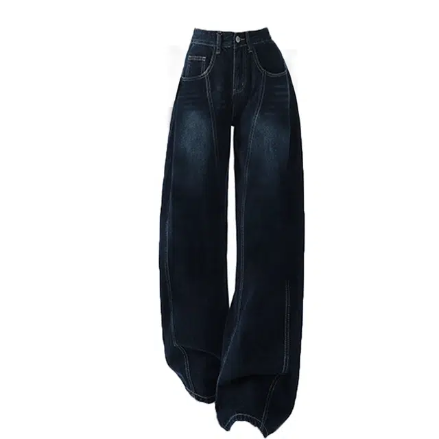 重磅基础 美式复古弯刀宽松牛仔潮牌高街小众设计感阔腿裤哈伦萝卜镰刀工装休闲裤 女款