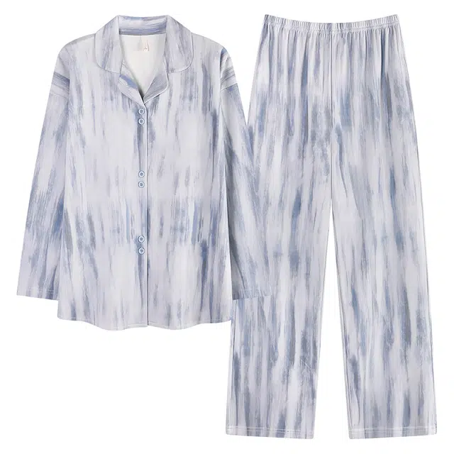 帕兰朵 纯棉春秋季可外穿网红风家居服时尚女士长袖长裤大码舒适睡衣套装 女款