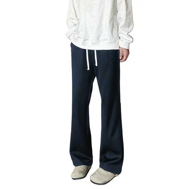 加荣 美式斜切微喇叭裤男款宽松休闲卫裤男士早秋舒适百搭运动裤子拼接设计感男式青少年痞帅男装直筒裤垂感弯刀长裤 男女同款