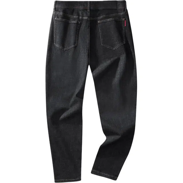 与狼共舞 水洗固色易打理弹力舒适亲肤棉质舒弹潮流通勤日常百搭高街风青年款耐磨直筒牛仔裤 男款