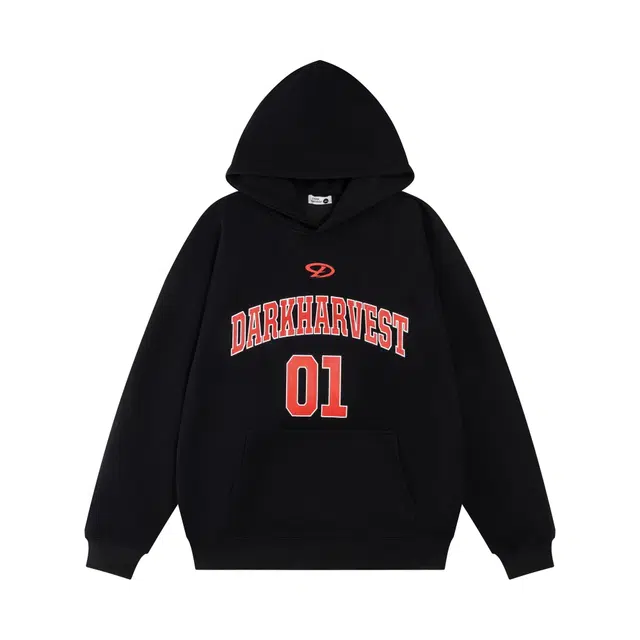 奇迹街区 美式复古运动风立体字母数字设计感小众时尚百搭简约上衣舒适潮牌宽松高街嘻哈街头个性连帽卫衣 男女同款