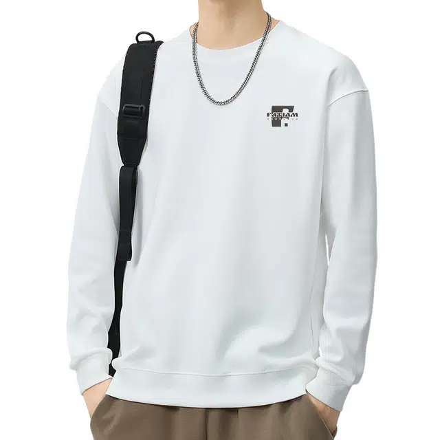 赛瀚 美式潮牌圆领卫衣纯色外套男款时尚宽松上衣长袖春秋厚款百搭舒适亲肤男装显瘦显高青少年高街外穿通勤男士衣服 男女同款