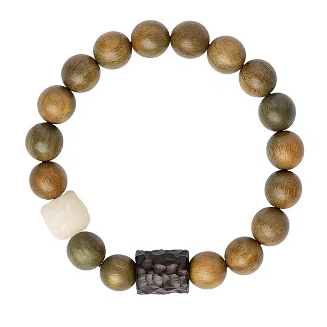 琛宬 时来运转新中式国潮醒狮转运文玩复古风精致时尚典雅百搭学生#好运 绿檀 手串 男女同款情侣款