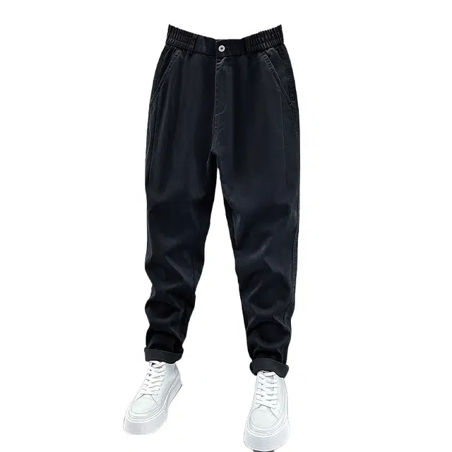 半空山 纯色简约锤形垂感显高显瘦潮流百搭半松紧舒适透气高质感复古休闲裤 男女同款