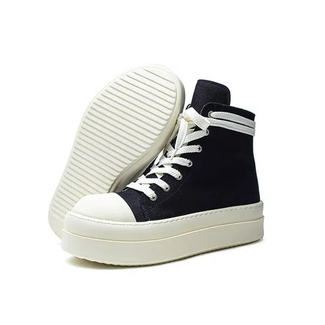 莫代尔 厚底高帮板鞋秋季侧拉链情侣款皮面美式高级感增高短靴 马丁靴 男女同款