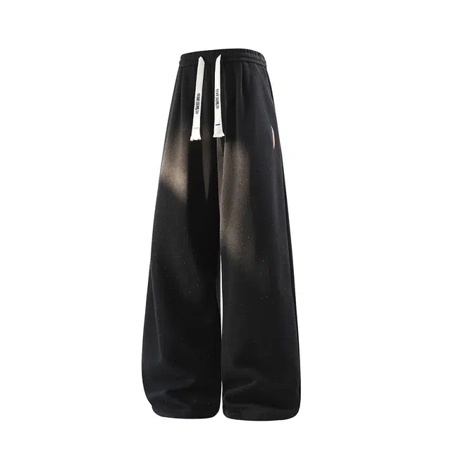 梓润格 秋季美式高街星星满印彩虹刺绣大码氛围感简约时尚潮流百搭宽松户外运动青春学院风个性舒适炸街日常弯刀裤休闲裤 男女同款