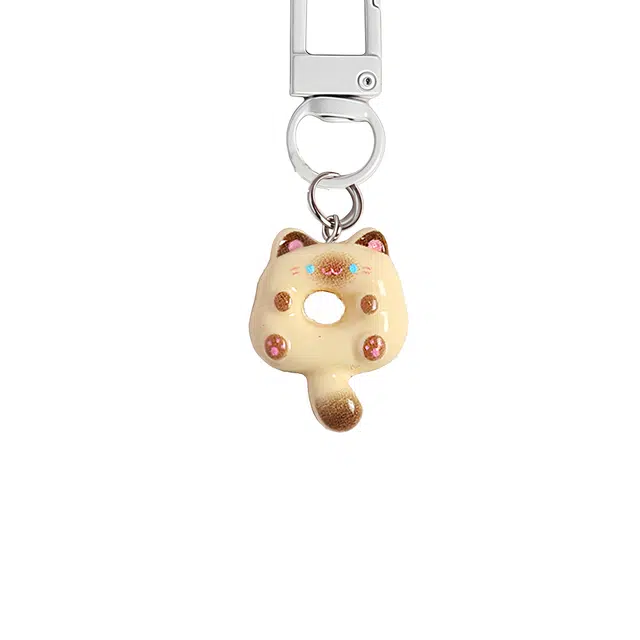 前方大荒野 甜甜圈暹罗猫背包扣可爱小猫咪萌趣卡通风格精致 树脂 钥匙扣 男女同款情侣款