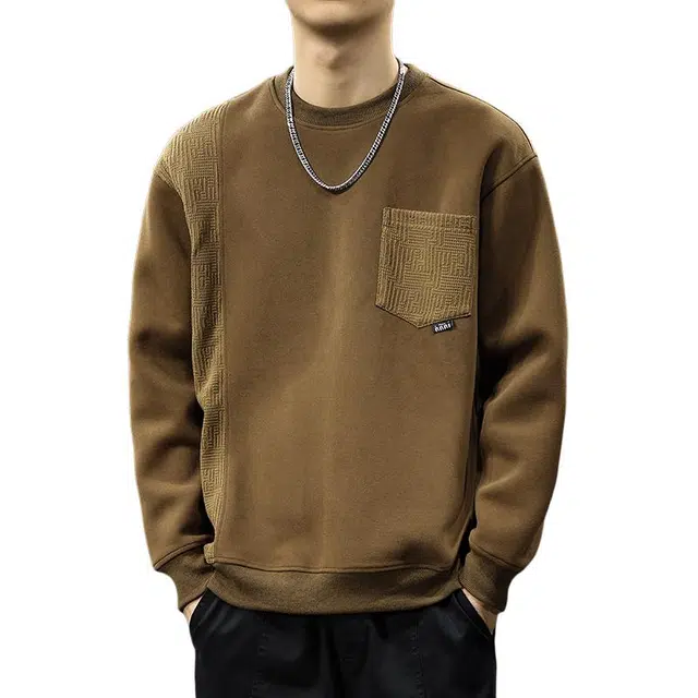 前进牛 秋季美式复古经典潮流潮牌重磅拼接圆领上衣宽松户外百搭休闲外套卫衣 男款