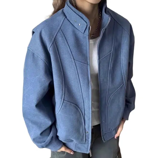 拓菲 美式复古工装男款春秋外套高级感痞帅廓形立领短款棒球服夹克 男女同款