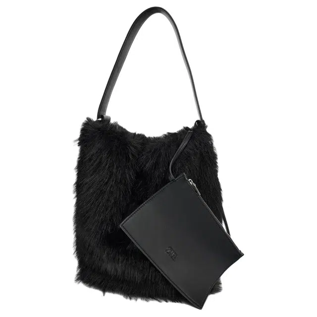 ZARA Metal Detail Bucket Bag Black
