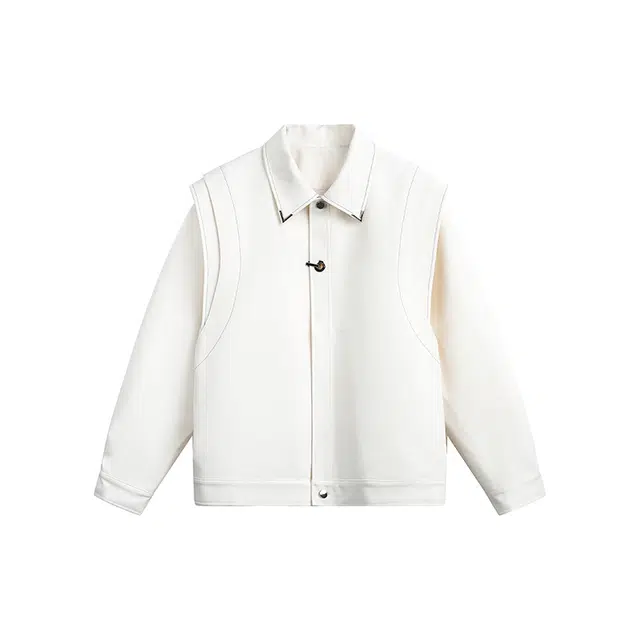 欧路得 美式痞帅高级感明线休闲外套男设计感秋冬情侣马甲假两件穿搭夹克 男款