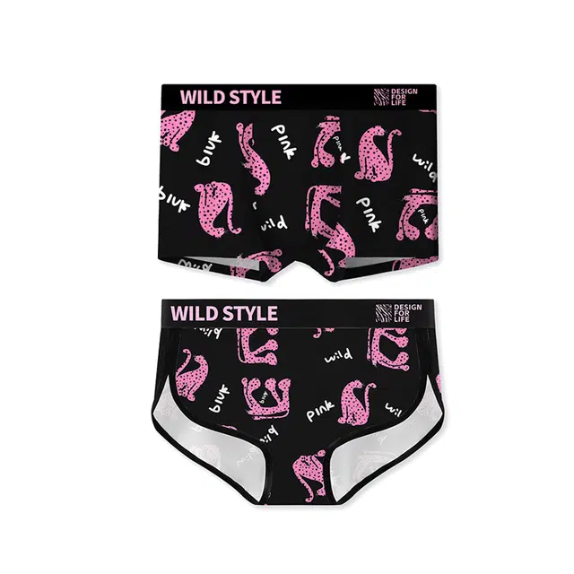 米囹 豹纹情侣性感中腰抑菌裆冰丝三角内裤 男女同款
