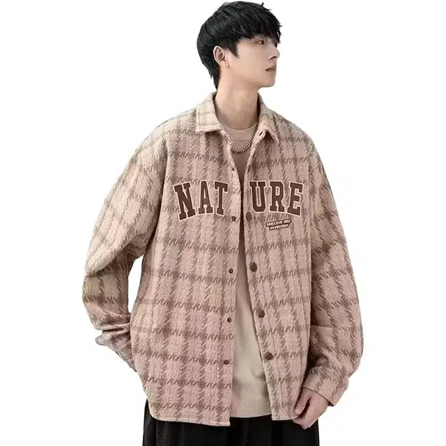 木木兔 美式潮流痞帅复古高街基础纽扣休闲衬衫 男款