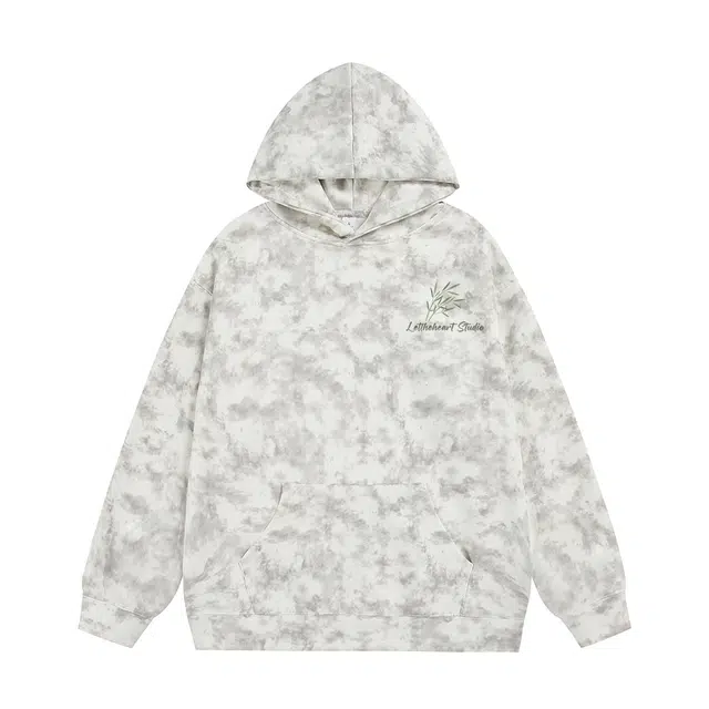 诗丹帝国 美式高街植物印花设计基础款秋冬季重磅宽松休闲学生党百搭舒适学院风简约情侣款连帽套头长袖卫衣 男女同款