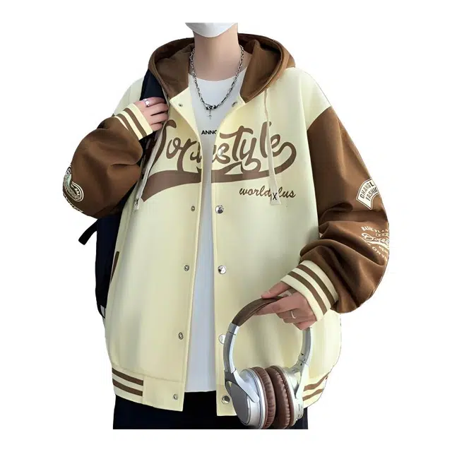 太子龍 美式棒球服休闲运动春秋季百搭宽松学生连帽卫衣夹克外套 男款