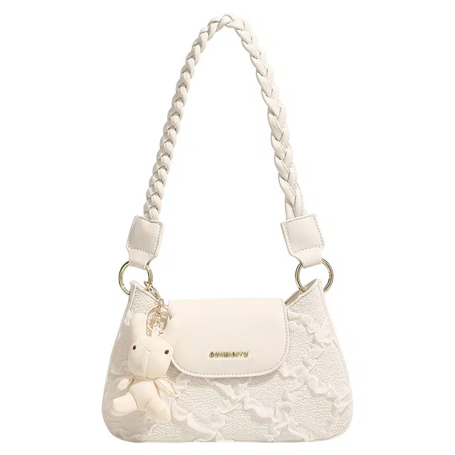 恒源祥 小清新百搭经典简约印花时尚 超纤合成革 单肩包 常规 女款 米白色