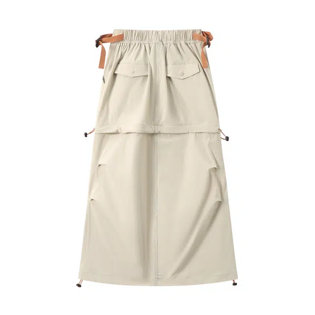 江南先生 户外防泼水可拆卸半身裙工装撞色绣花宽松抽绳松紧裙子女休闲长裙 女款