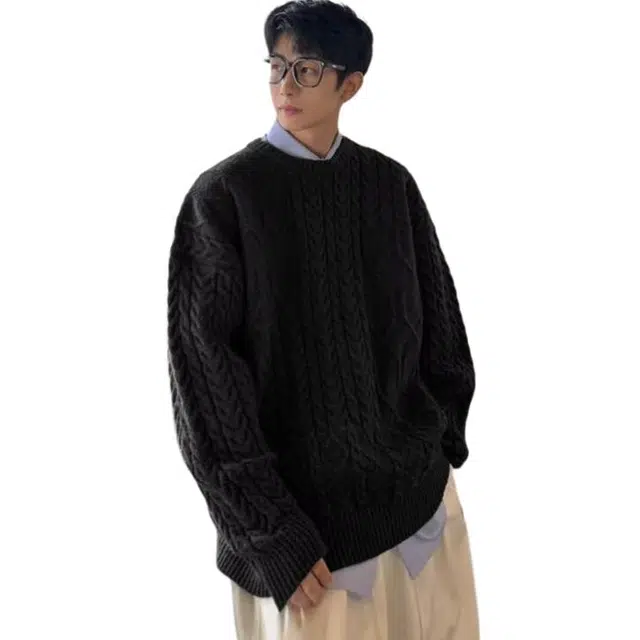 拓菲 秋冬季宽松慵懒风圆领线衣美式潮牌外套针织衫 男女同款