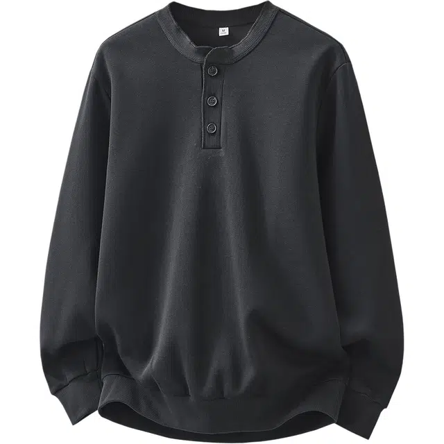 米素力 简约纯色亨利领卫衣 男女同款