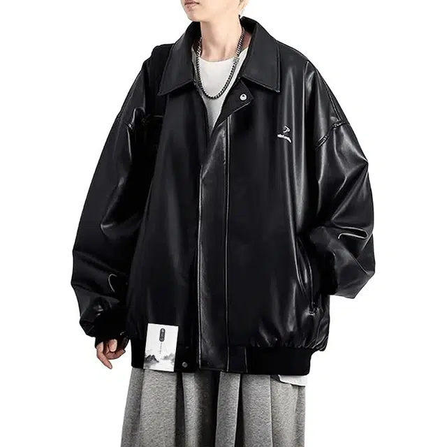 【美式潮流融合翻领工装春秋外套】布客行 不羁狂野硬朗摇滚机车叛逆小众设计风高级感慵懒宽松重磅舒适通勤个性夹克 男女同款