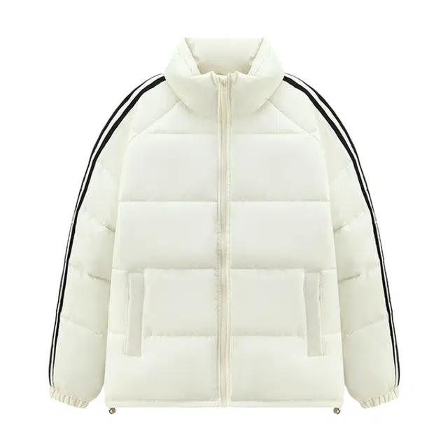 荟萃阁 纯色三条杠冬季宽松立领棉服 女款