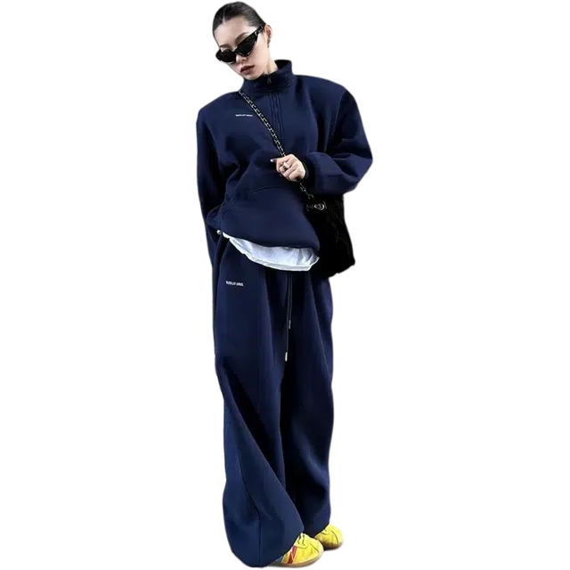 轻迎 立领卫衣高级感时尚运动服洋气休闲套装 女款