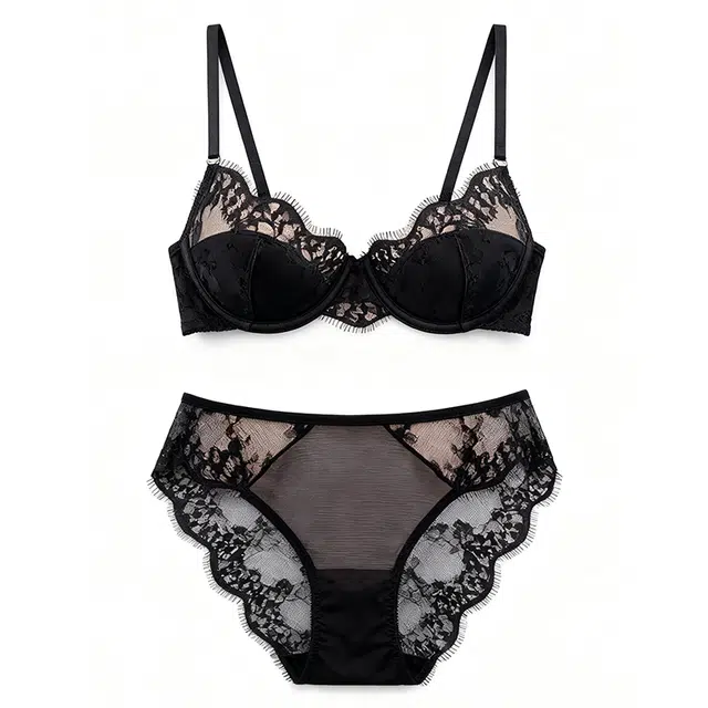 潞优野 优雅法式纯欲蕾丝女聚拢大胸防下垂文胸薄 内衣裤套装 女款