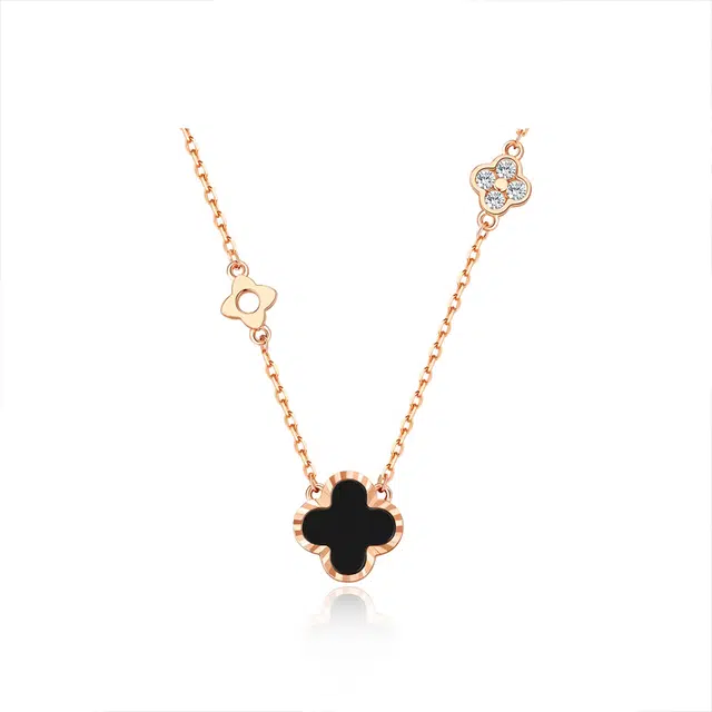 【999足银|幸运四叶草】 水贝 车花闪耀系列锁骨链  精致简约轻奢小众优雅时尚 新中式吊坠告白礼盒#好运 玛瑙 项链 女款