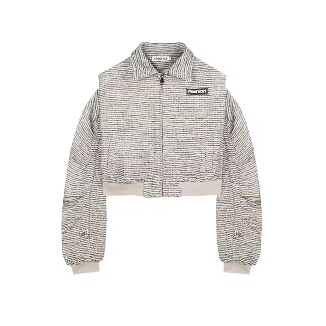 望莱仕 条纹翻领小个子百搭短款通勤长袖夹克外套 女款