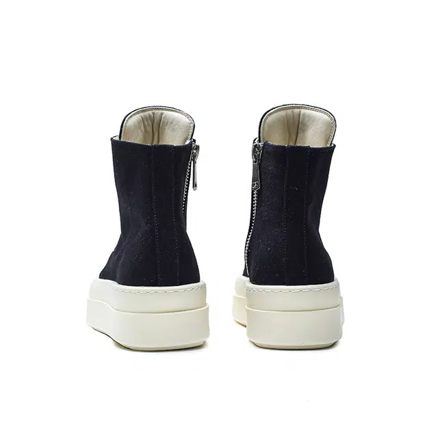 莫代尔 厚底高帮板鞋秋季侧拉链情侣款皮面美式高级感增高短靴 马丁靴 男女同款