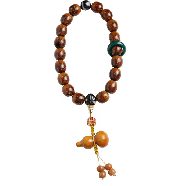 茂琼 八方来财好运连连新中式国潮复古风格经典款式文玩原皮十八籽文玩配饰盘玩虎牙天珠葫芦佛珠 紫金鼠 手串 男款