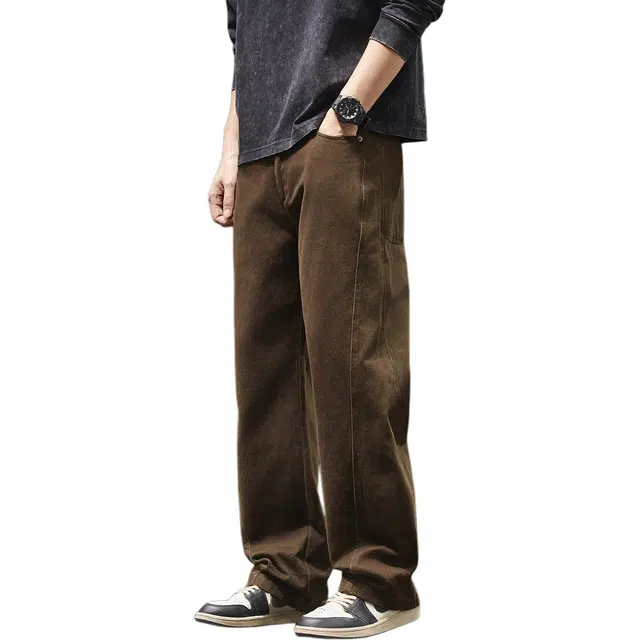 潮人榜 美式复古重磅拼接工装裤男款春秋潮牌宽松直筒阔腿长裤纯棉休闲裤 男女同款