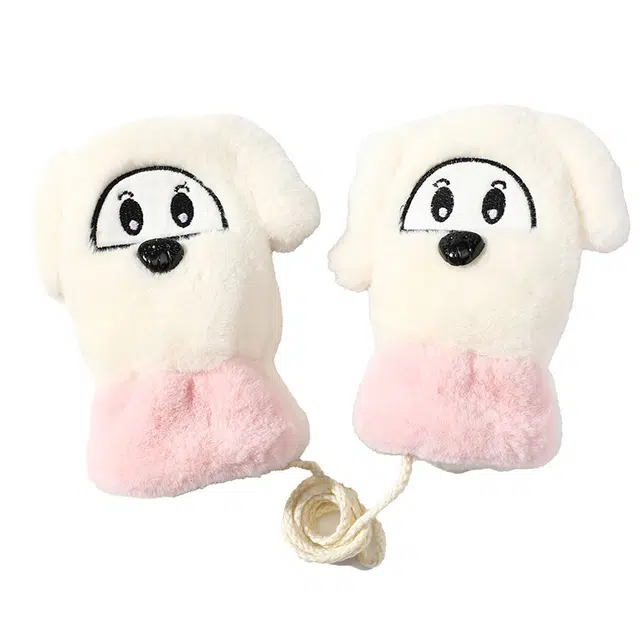 俞兆林 冬季可爱卡通男女童加绒保暖挂脖防寒连指闷子户外防风防冻手 加厚 绒线手套 儿童款