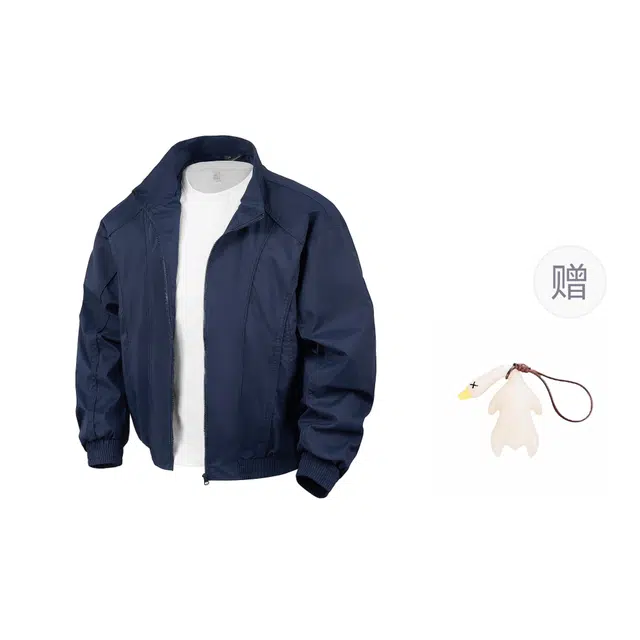 巴塞罗那足球俱乐部 纯色无性别主义防风透气保暖耐磨工装教练飞行员外套宽松高街复古老钱风舒适长袖简约休闲痞帅立领夹克 男女同款