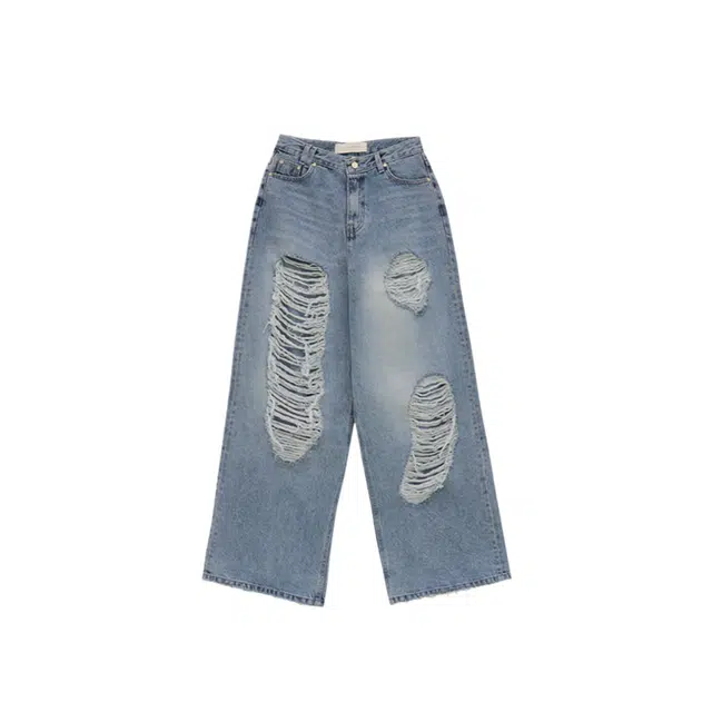 TREEMINGBIRD Scratch Damage Denim Pants